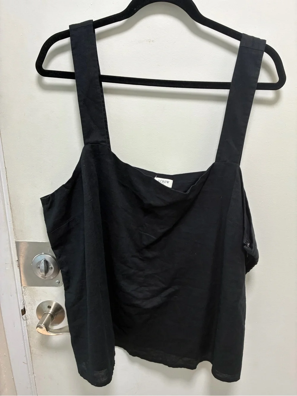 J. Crew Linen-Blend Squareneck Tank Top Black Side Zipper Plus Size 3X, women’s